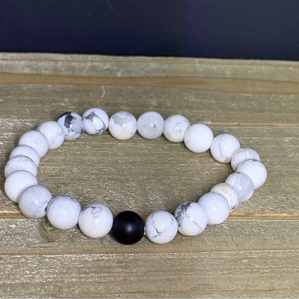 Howlite Stone Lava Rock Healing Bead Bracelet - Picture 5 of 12